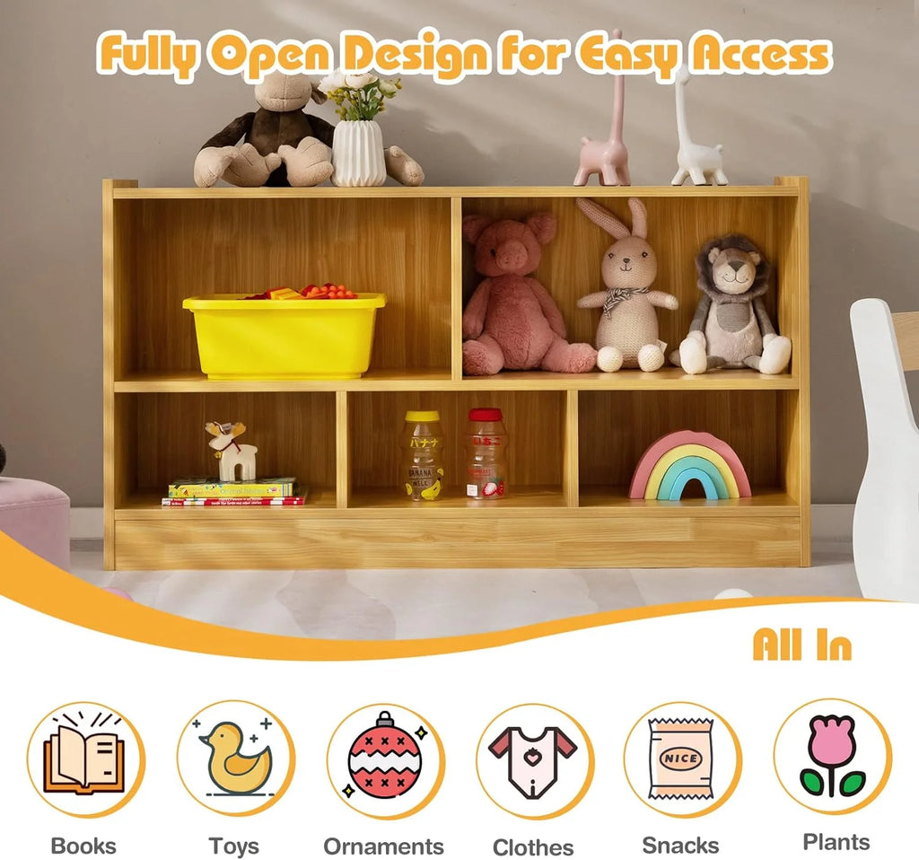 5-Section 2-Tier Wooden Storage Shelf X4269
