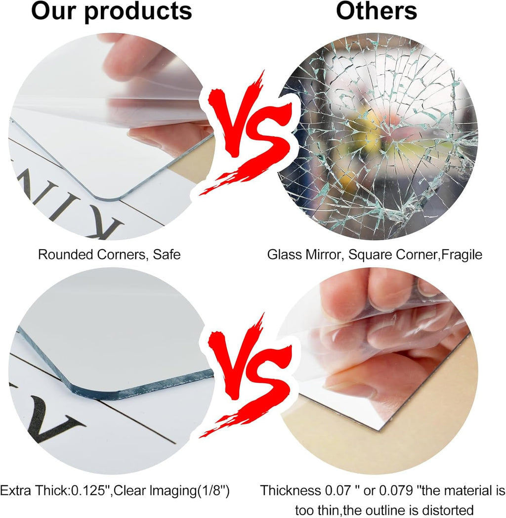 4 Pcs Self Adhesive Acrylic Square Mirror Tiles D892683