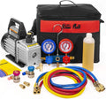 3CFM 1/4HP HVAC Air Vacuum Pump with Manifold Gauge and Carrying Tote F266