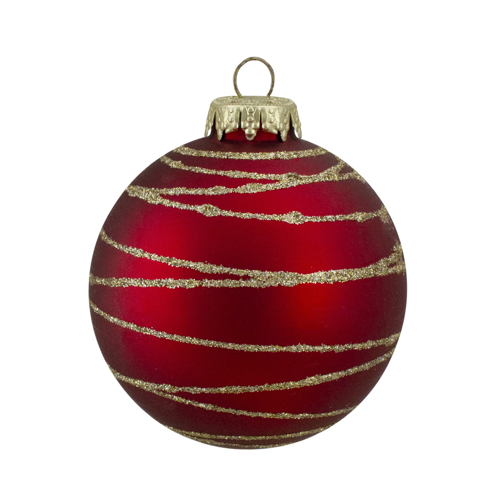 4ct Glass Red Green Matte Christmas Ball Ornaments 3.25-Inch G59380