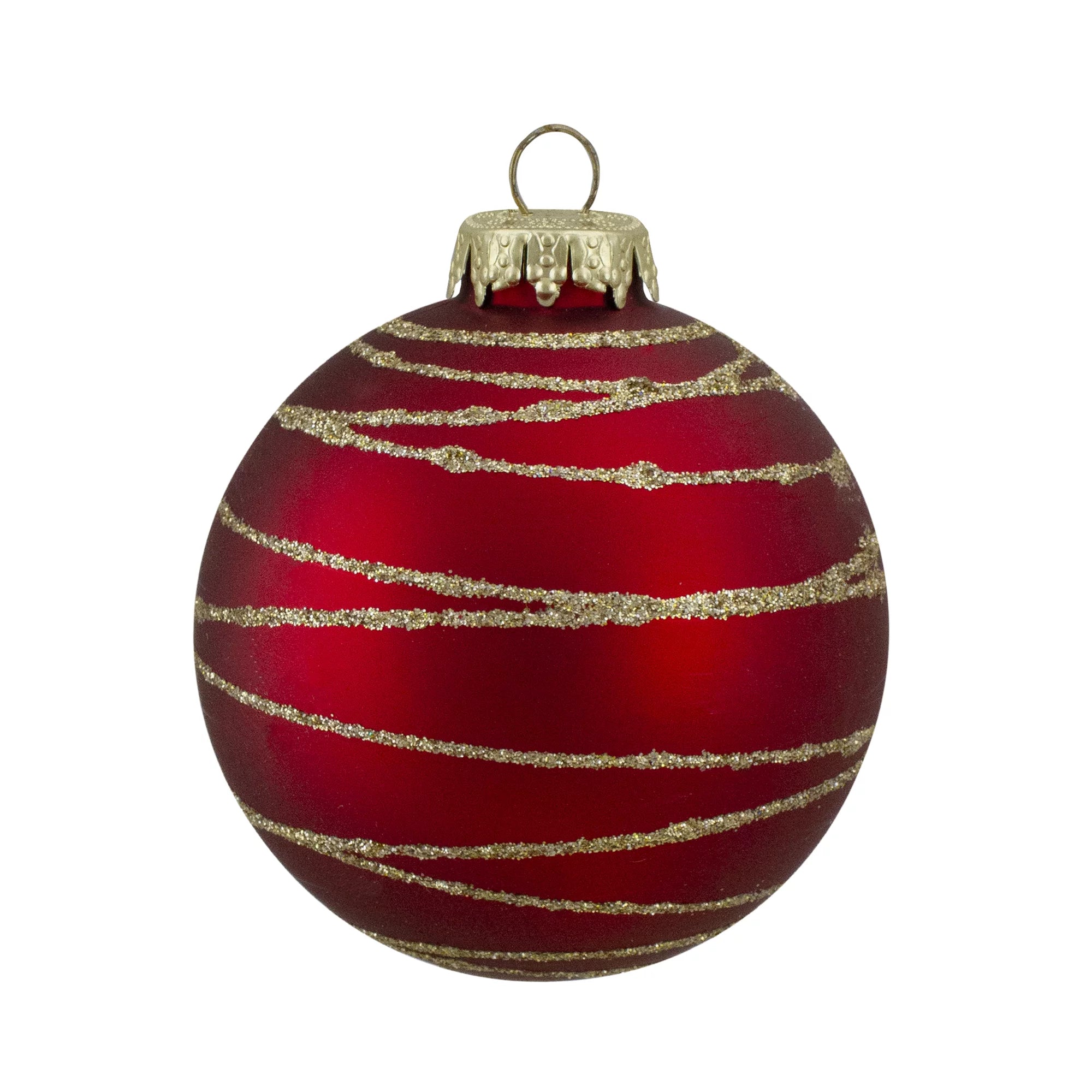 4ct Glass Red Green Matte Christmas Ball Ornaments 3.25-Inch G59380