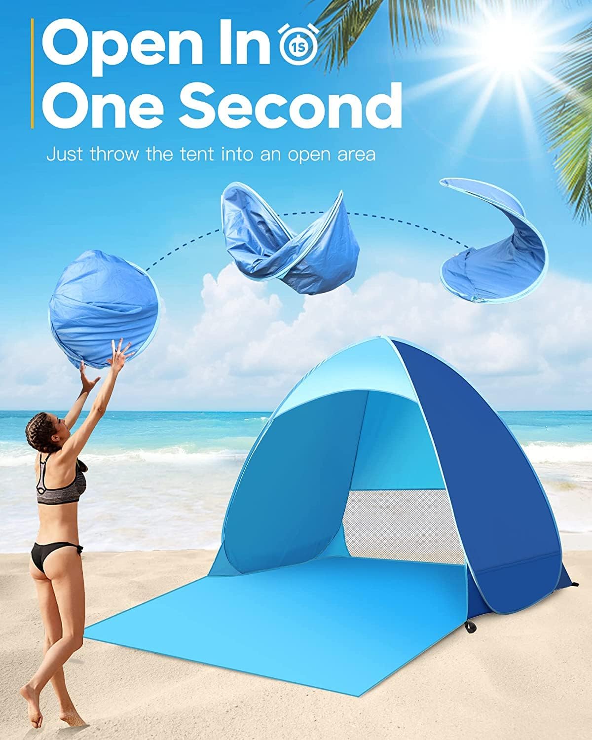 Pop Up Beach Tent, UPF 50+, Waterproof, with Carry Bag J83637