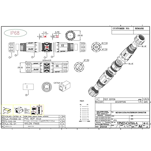 Waterproof CAT6 RJ45 Panel Mount Coupler IP68 Shielded Industrial Ethernet Connector 2PACK P23243
