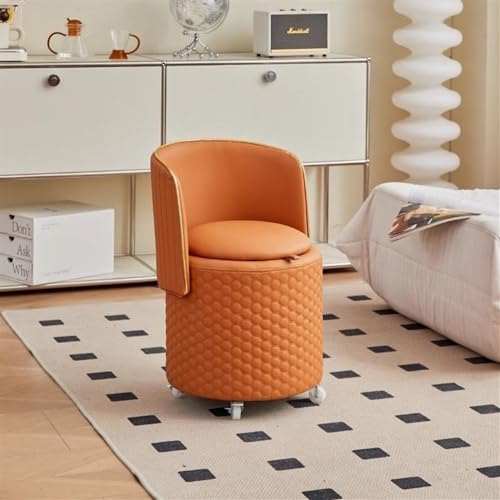 Light Gray Round Storage Ottoman with Wheels B45062