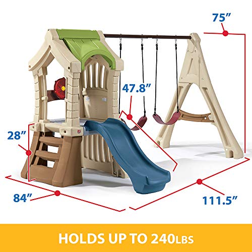 Outdoor Swing Set with Slide and Playhouse J5339