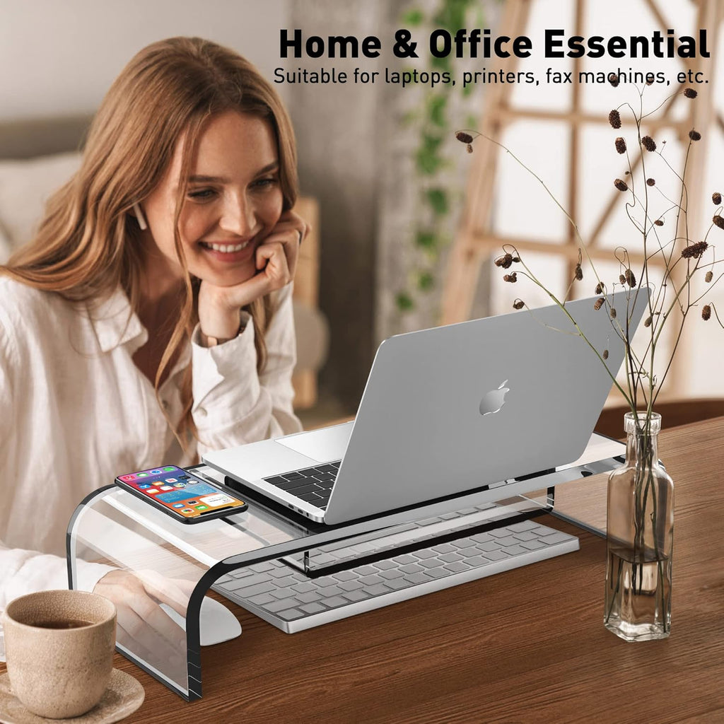 Clear Acrylic Monitor Stand with Storage U66630