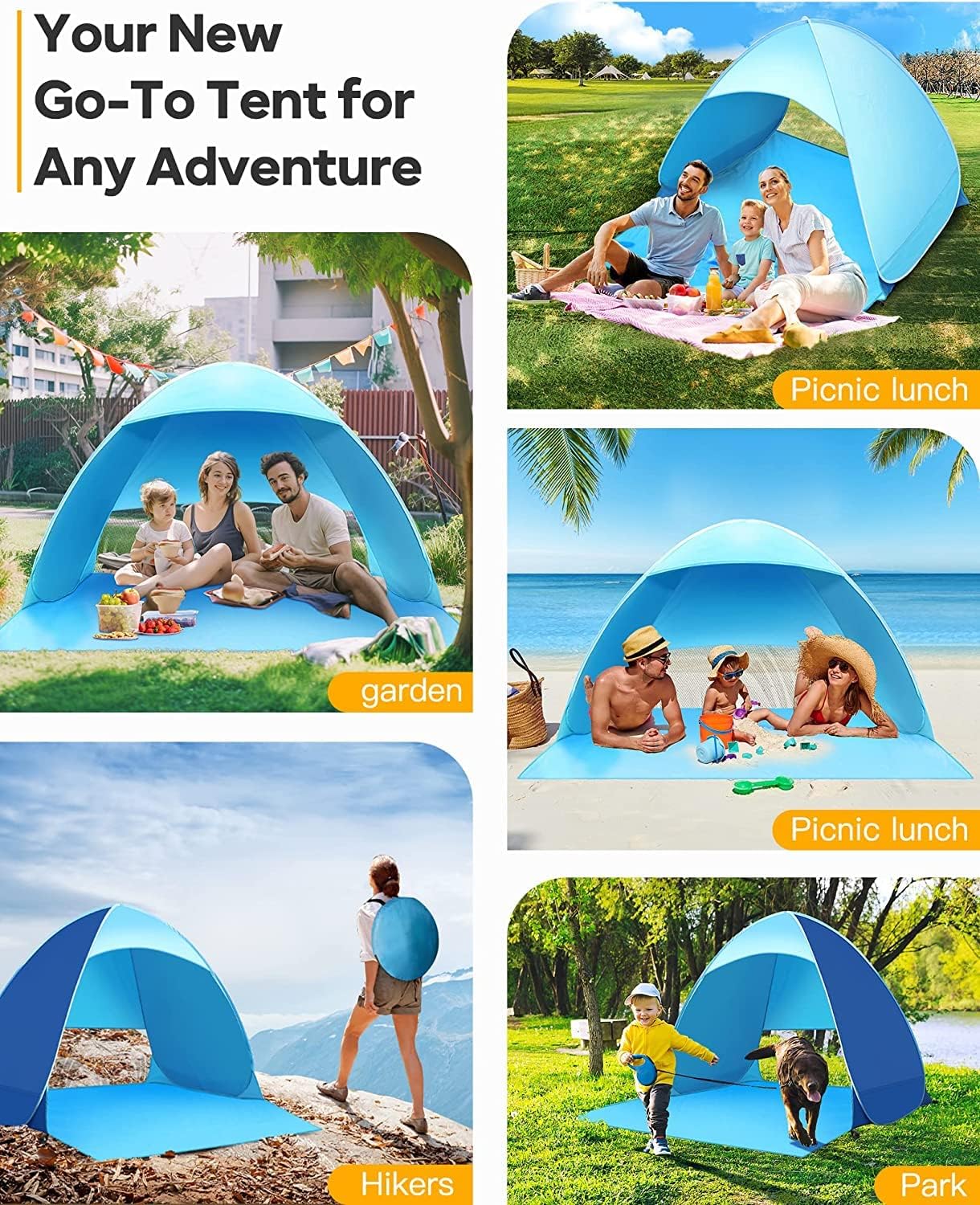 Pop Up Beach Tent, UPF 50+, Waterproof, with Carry Bag J83637