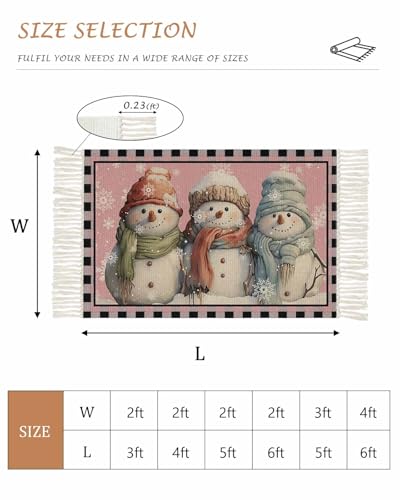 Christmas Blush Pink Large Area Rug 4x6ft Woven Runner Rug with Tassels U85725