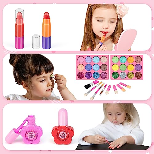 48Pcs Washable Play Make Up Toys Set with Mirror (Blue) S59723