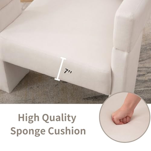 Beige Fabric Upholstered Barrel Accent Chair Q115