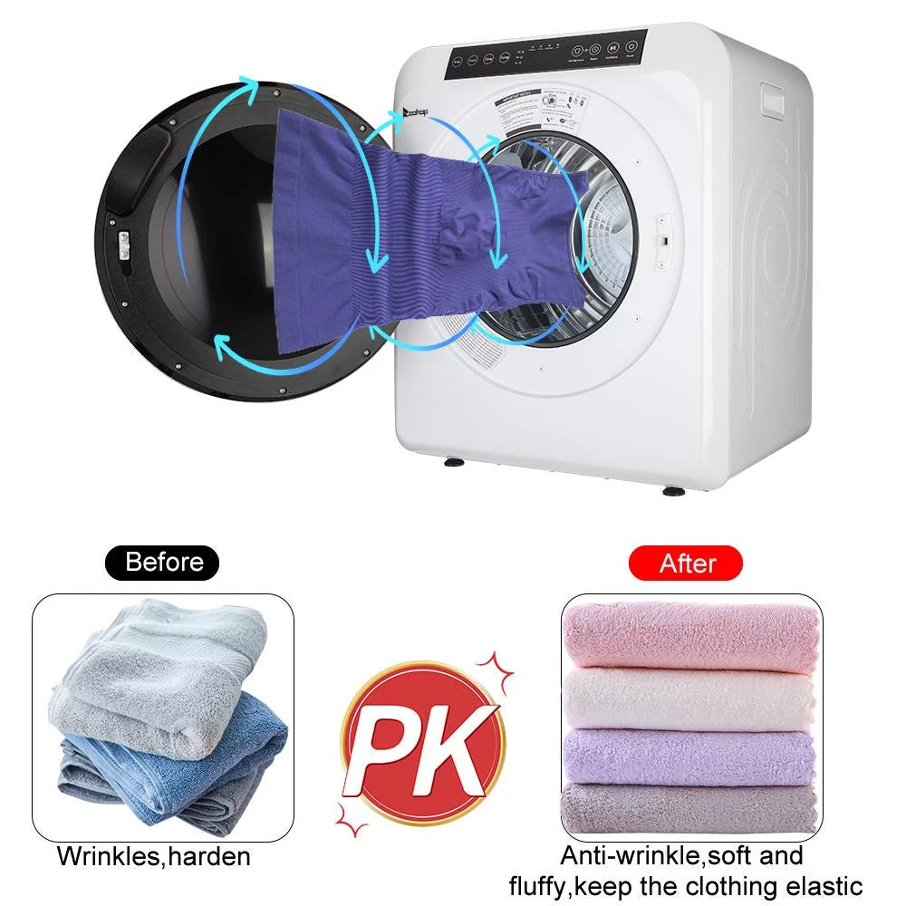 Compact Electric Clothes Dryer 13lbs Capacity Stainless Steel White N338