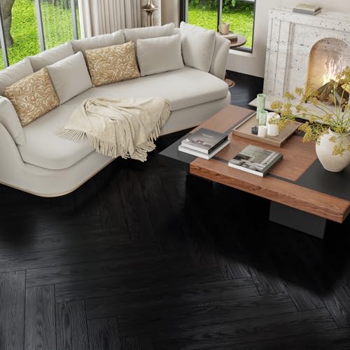 24-Pack Black Vinyl Plank Flooring 6"x36" Self Adhesive D623474