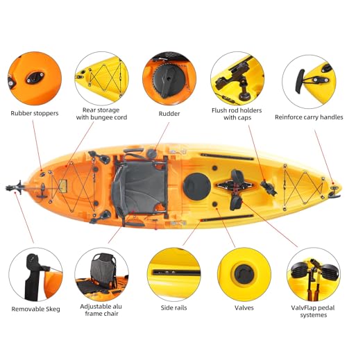 9ft Modular Kayak with Pedal Drive Sit On Top Fishing Kayak G27100