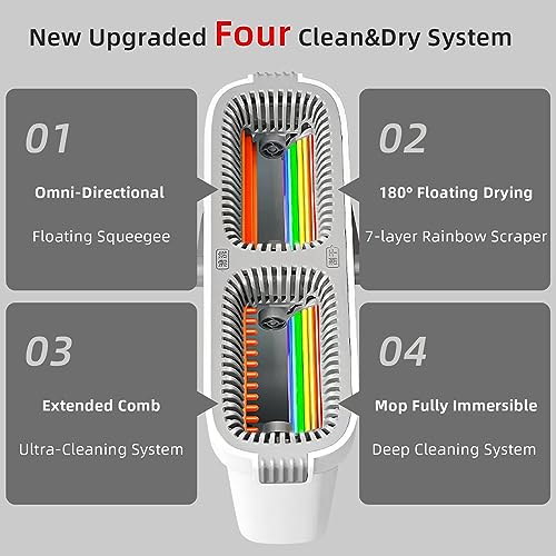 16'' Flat Mop and Bucket with Wringer Set with 4 Microfiber Pads K886