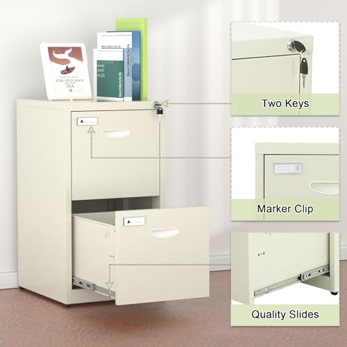 Black 2 Drawer Metal File Cabinet with Lock D32118