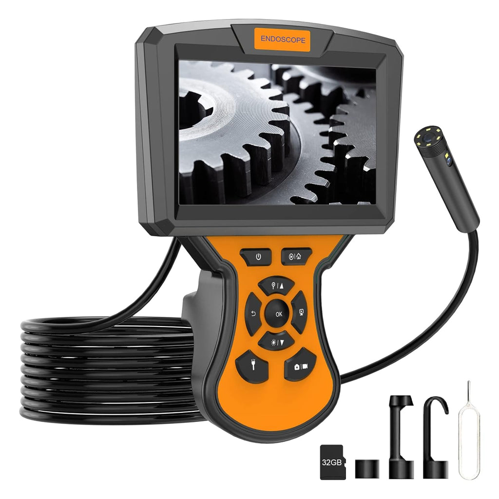 5 inch Dual Lens Industrial Endoscope with 16.5ft Semi-Rigid Cable F634