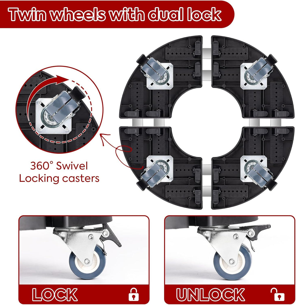 Plant Caddy with Wheels Heavy Duty, 550LBS Adjustable 15.7in-22in Large Plant Stand with Dual Lockable Casters E66852