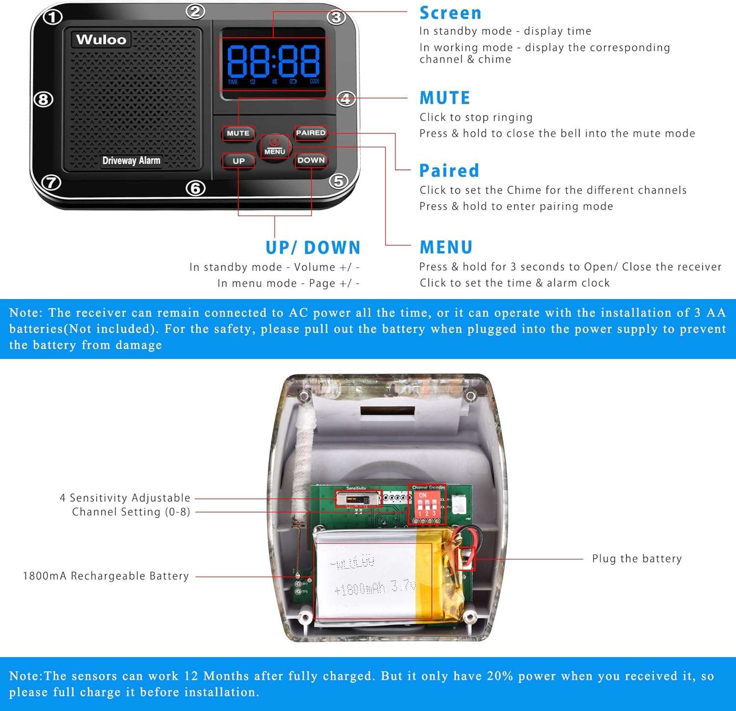1800 Ft Wireless Outdoor Motion Sensor Driveway Alarm System L574