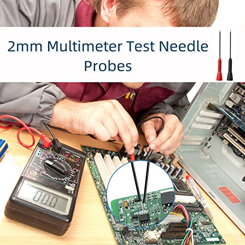 2 Pack 2mm Extended Needle Test Probes, 600V/10A Non-Destructive Multimeter Test Probe H4450