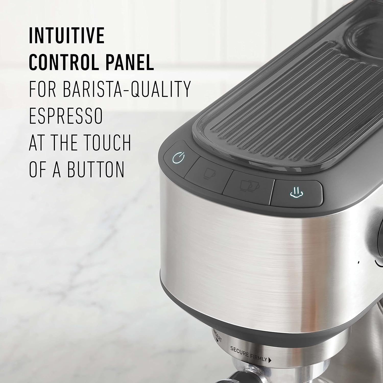 Compact Espresso Machine with Milk Frother, Stainless Steel S4047