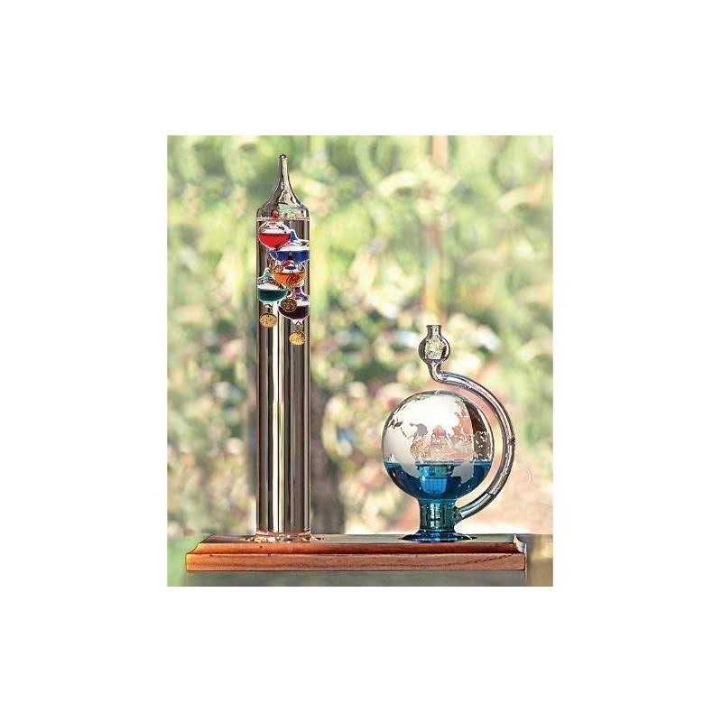 Galileo Thermometer with Etched Glass Globe Barometer G97521