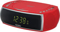 CD Player AM/FM Radio Dual Alarm Clock with USB Charging Port Headphone Jack Green LED B66019