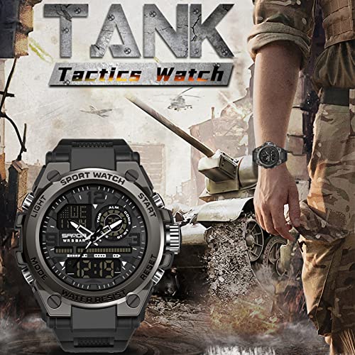 Mens Tactical Waterproof Digital Analog Wristwatch A2526