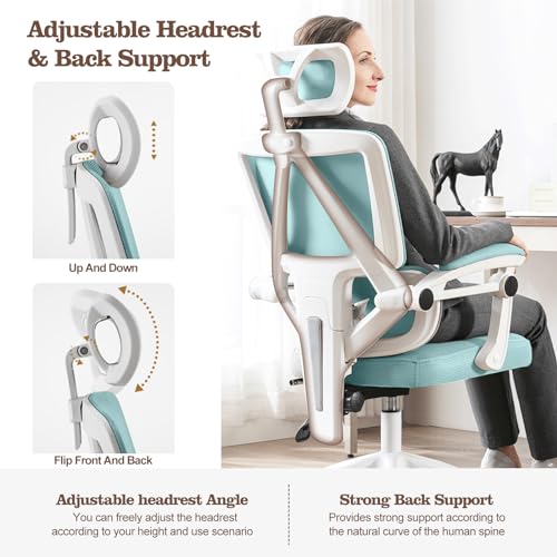 High Back Mesh Desk Chair with Lumbar Support and Adjustable Headrest N735764