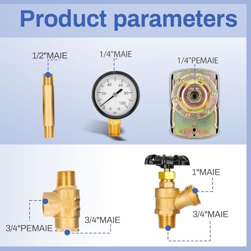 Pressure Tank Tee Kit with 1" Tee & 40-60Psi Pressure Switch Z349643