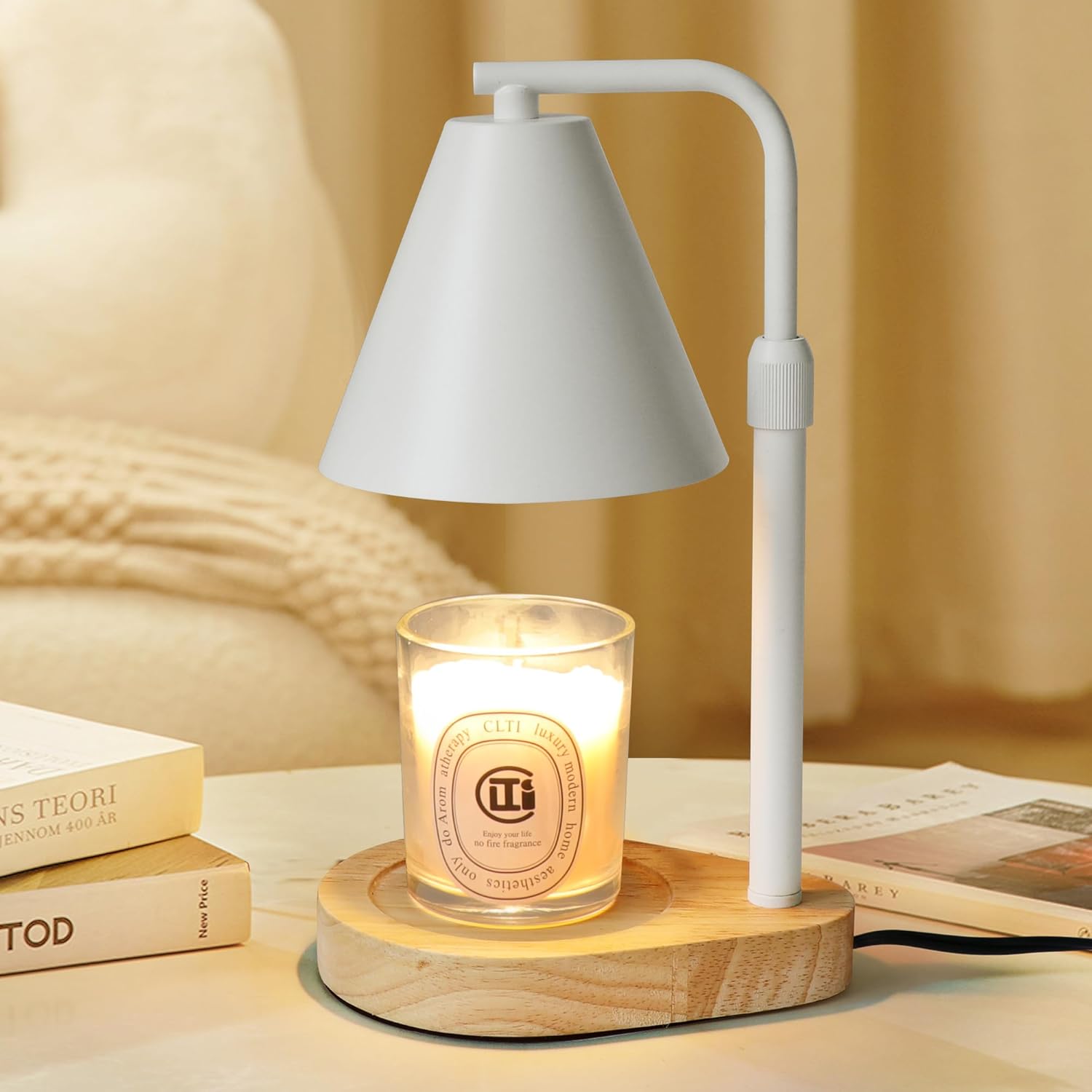 Candle Warmer Lamp with Timer, Adjustable Height Dimmable, 2 Bulbs C28190