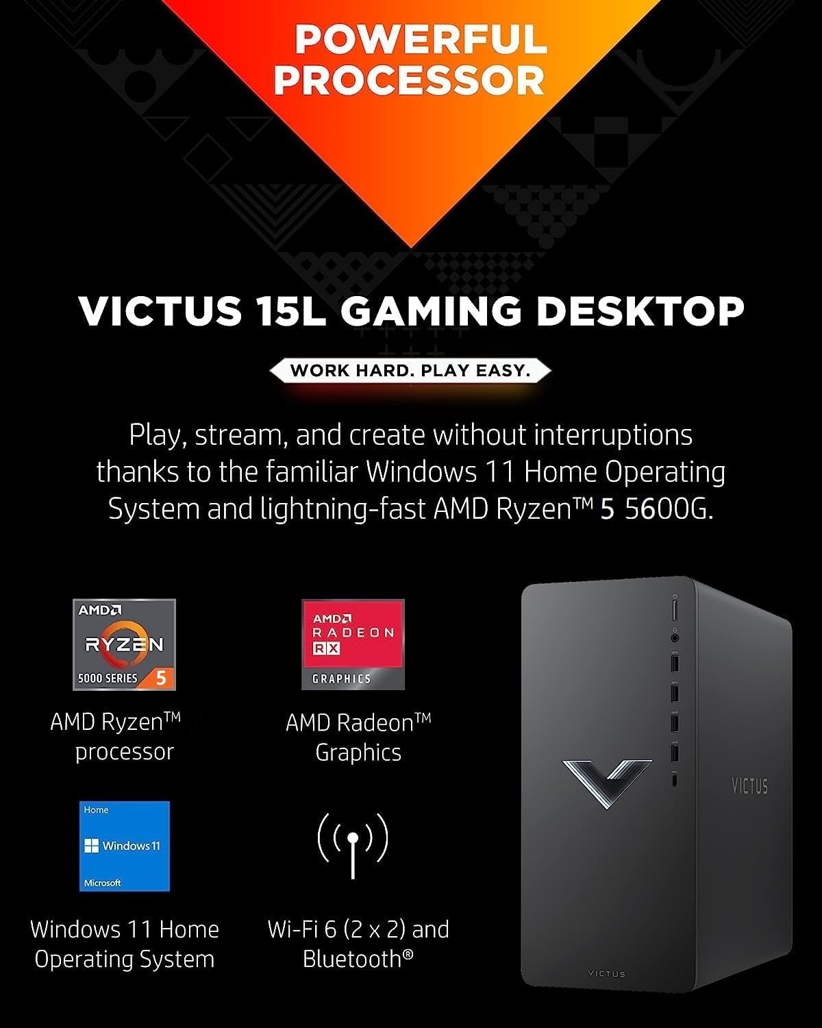 AMD Ryzen 5 5600G 32GB SDRAM 1TB SSD + 1TB HDD Gaming Desktop PC W22770