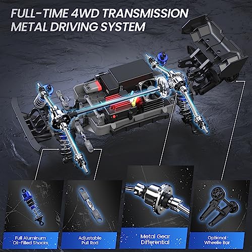 Fast Brushless RC Car, 1:16 4x4 High Speed RC Truck with 2 Lipo Batteries N46421
