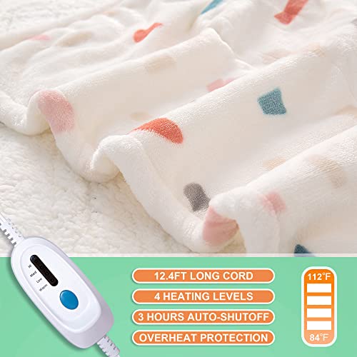 Heated Blanket Throw 50"x60" Machine Washable Electric Throw Blanket with 4 Heating Levels H7898