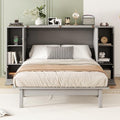 White Solid Wood Murphy Bed with Bookcase and Drawers S8446
