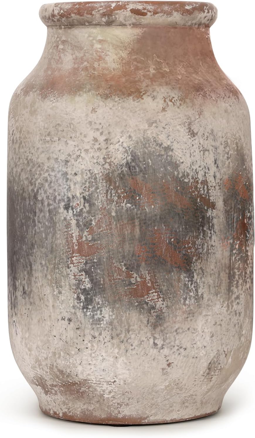 Rustic Ceramic Flower Vase Whitewashed Terracotta Floor Vase E8529
