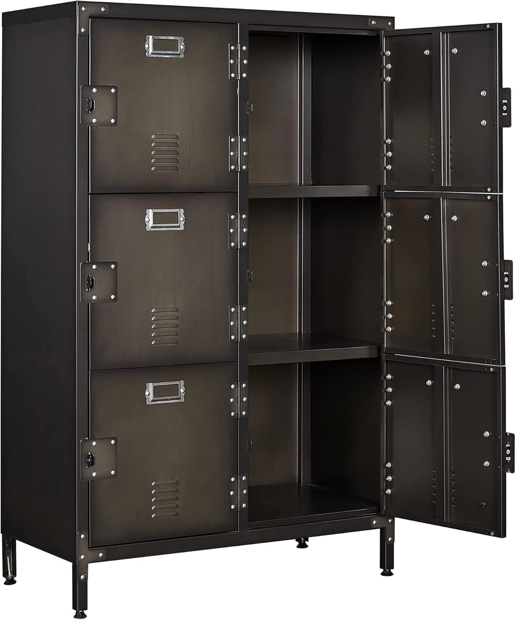 Metal Locker Storage Cabinet, 55" Steel Retro Wardrobe, 4 Doors Lockable R955