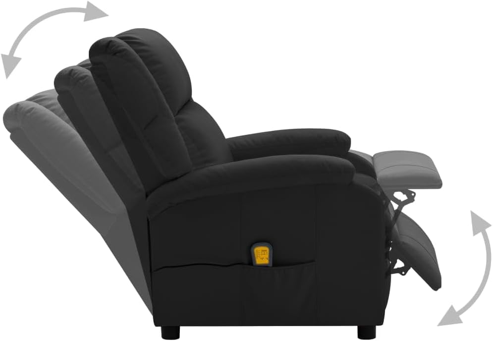 Black Faux Leather Adjustable Recliner Chair with Footrest D97384