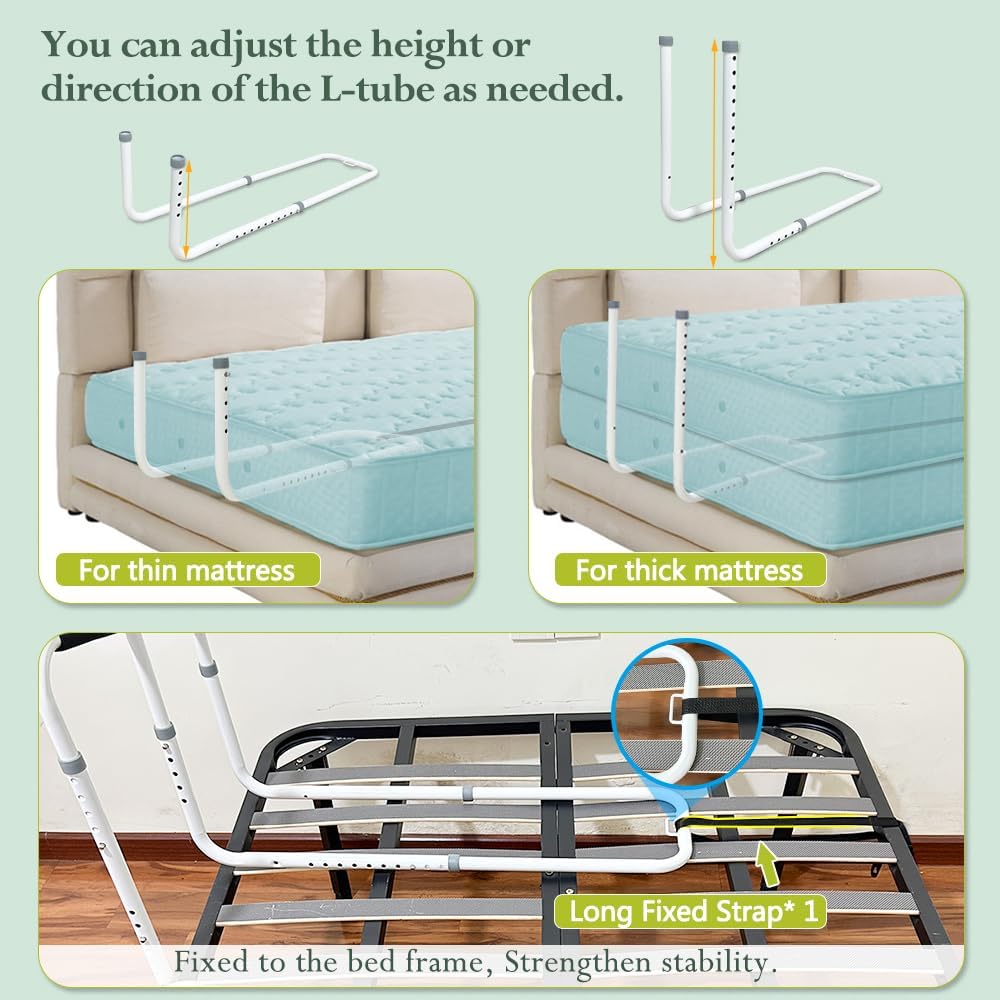 2-in-1 Bedside Guard Rails Step Stool with Handle E309657