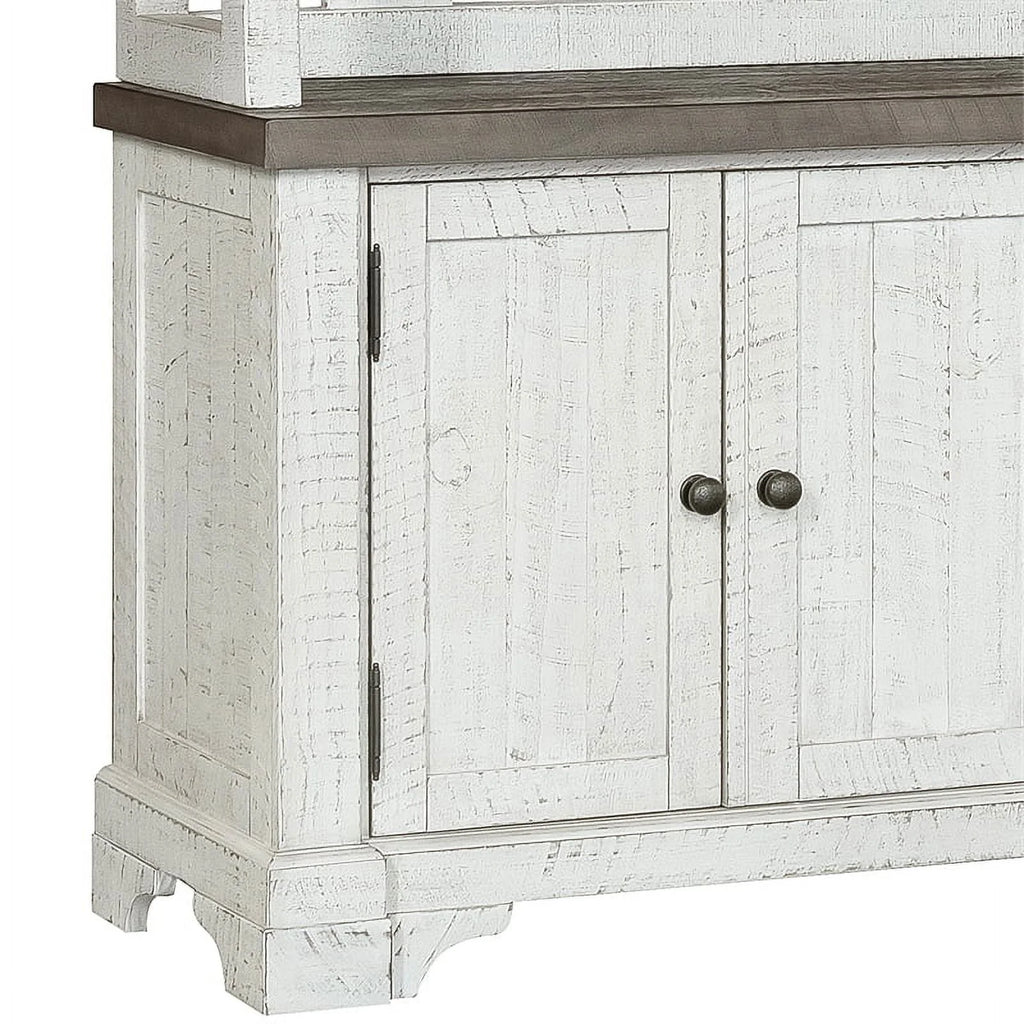White Wood Credenza with Hutch B5465