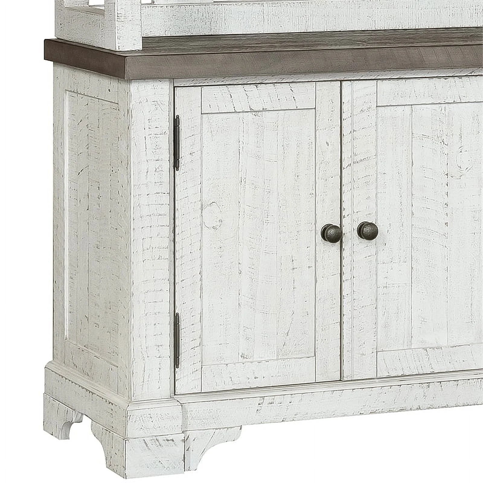 White Wood Credenza with Hutch B5465