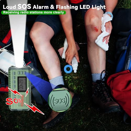 Green AM/FM/NOAA Hand Crank Radio with 15W Fast Charge, 39800mAh Portable Solar Power Bank, Flashlight & SOS Alarm X29012