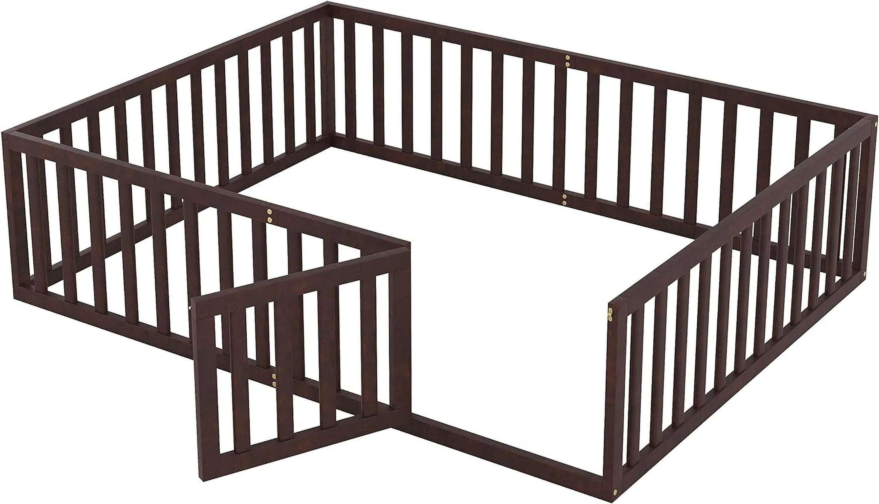 Walnut Wood Queen Floor Bed J7880