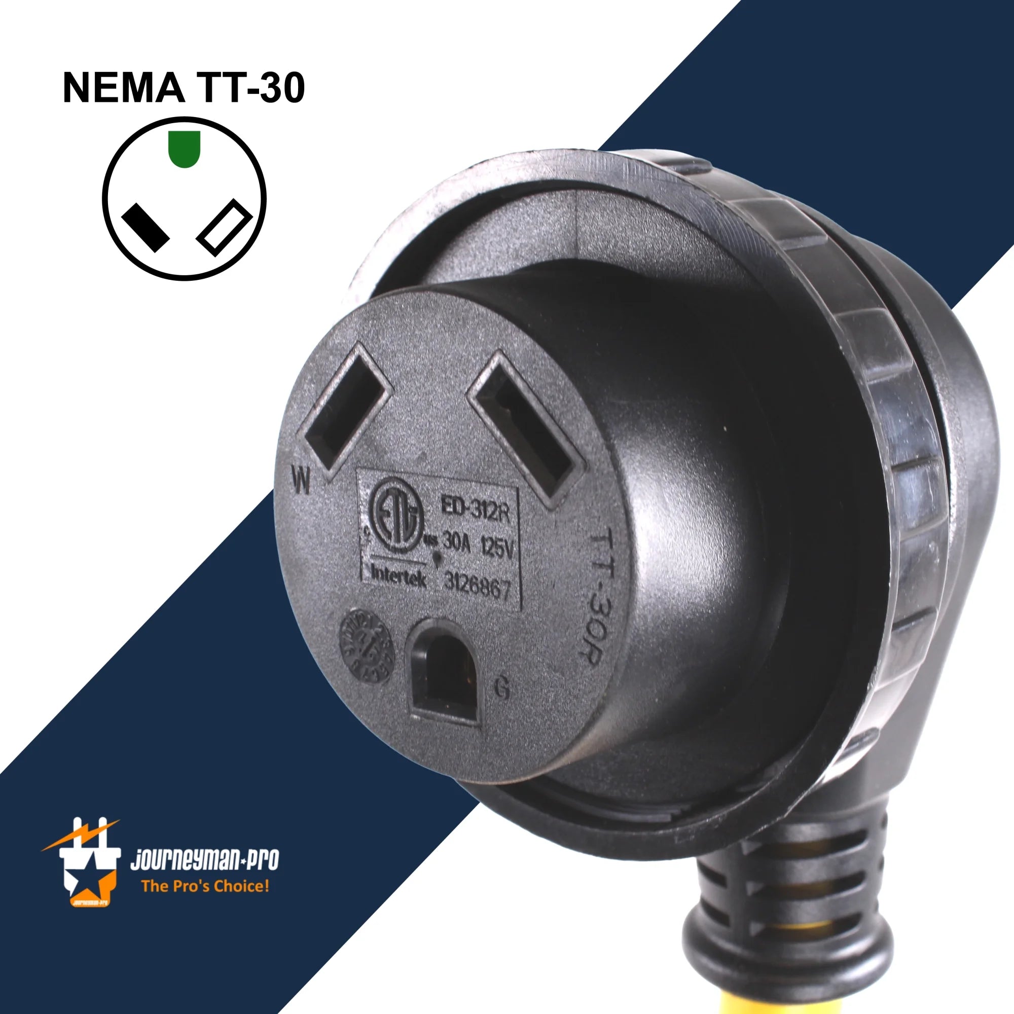30A RV Power Extension Cord, Black Grip Handle, 15 Feet H30308