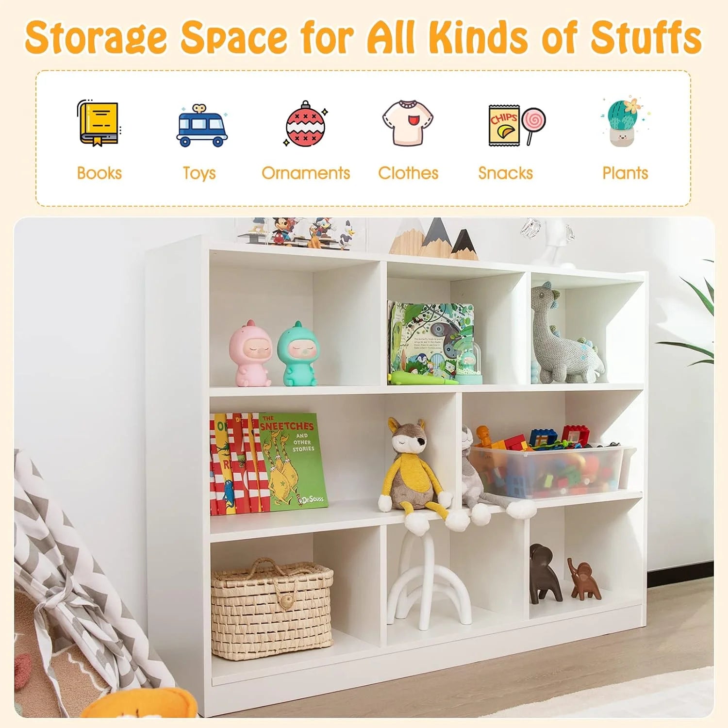 5-Section 2-Tier Wooden Storage Shelf X4269