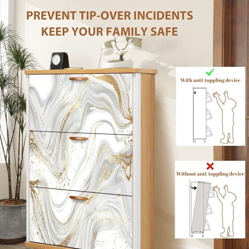 3 Flip Drawers Wooden Shoe Storage Cabinet D105