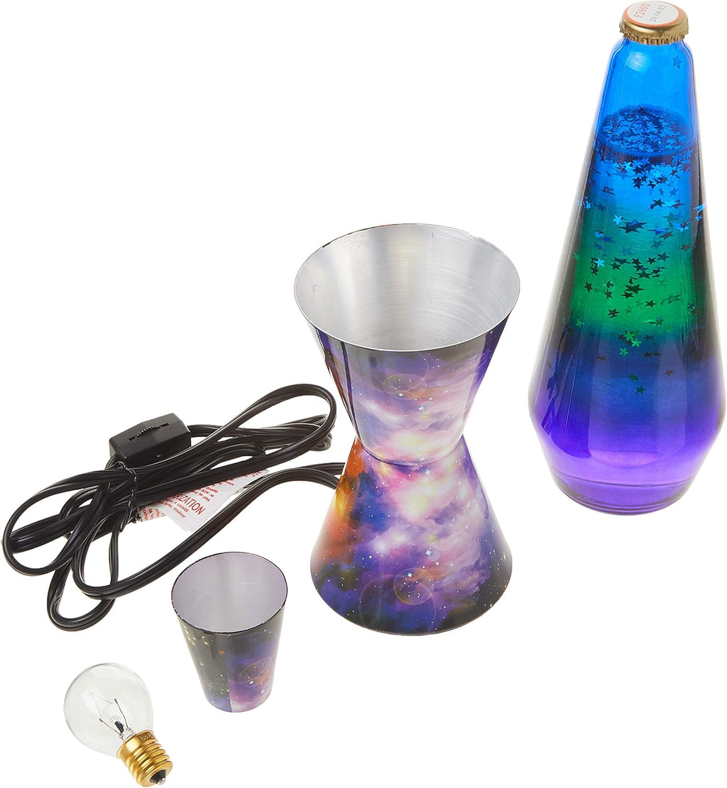 14.5-inch Silver Glitter Clear Liquid Tri-Colored Globe Decal Base Lava Lamp K286081