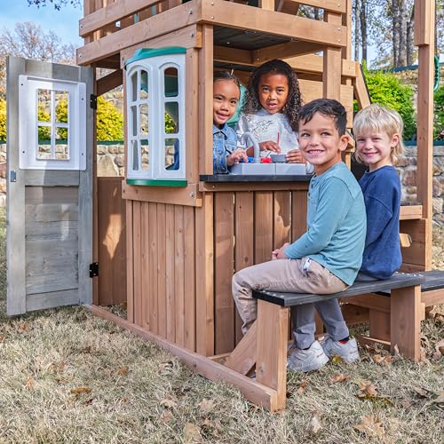 Three-Story Wooden Outdoor Playhouse with Slide I5760