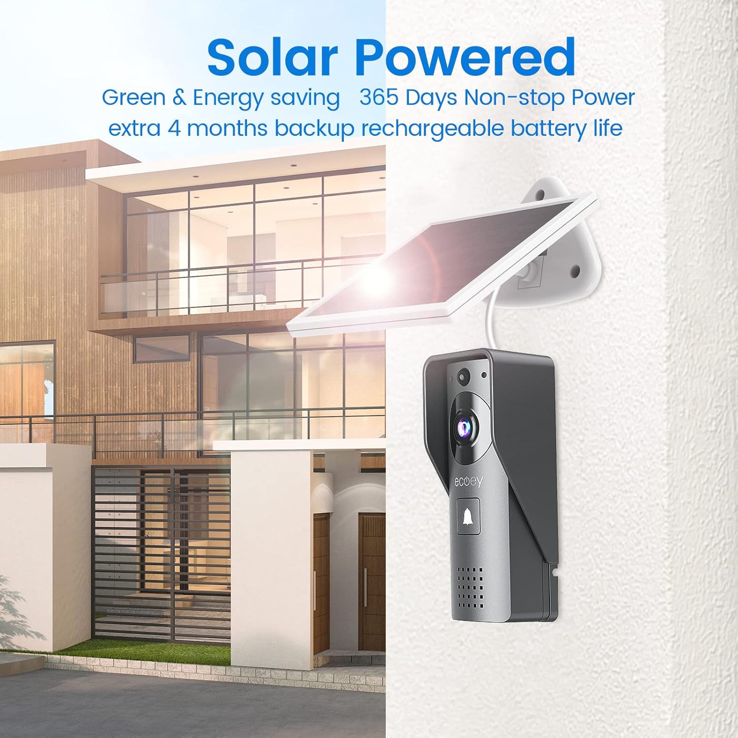 Video Doorbell Camera with Two-Way Audio, 1080P HD, PIR Motion Detection, Solar Energy A984