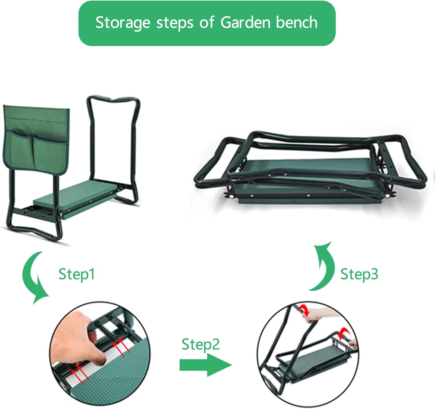Portable Garden Kneeler Seat with Tool Bag Pouch L69150
