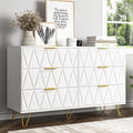 White 6 Drawer Wood Dresser with Gold Handles U1417